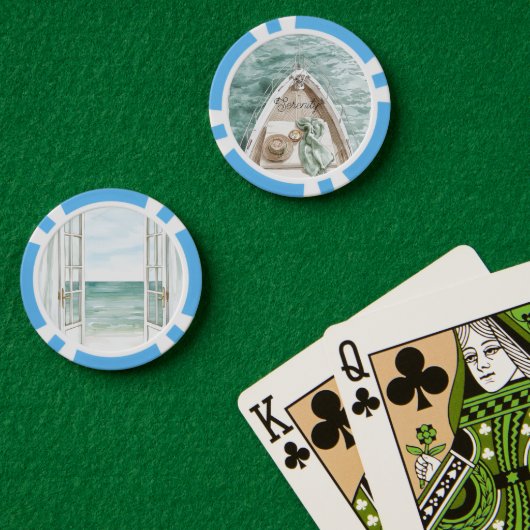 穏やかな海のボート ポーカーチップ (ポーカーテーブル (ダブル))
