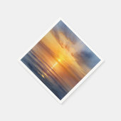 穏やかな海の上の水色の日の出 スタンダードカクテルナプキン (角)