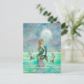 穏やかな海の人魚 ファンタジーアート ポストカード (スタンド正面)