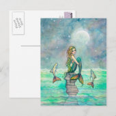 穏やかな海の人魚 ファンタジーアート ポストカード (正面/裏面)