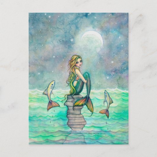 穏やかな海の人魚 ファンタジーアート ポストカード (正面)