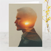 穏やかな海の光：水彩画の哀悼カード カード (黄色い花)