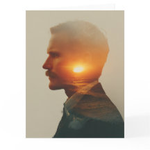 穏やかな海の光：水彩画の哀悼カード