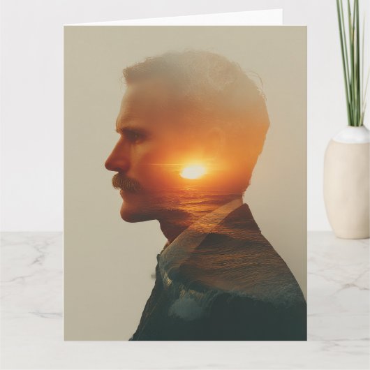 穏やかな海の光：水彩画の哀悼カード カード (正面)