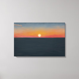 穏やかな海の夕焼けの絵画 キャンバスプリント
