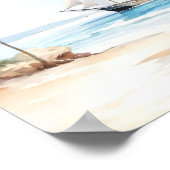穏やかな海の帆船 ポスター (角)