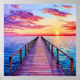 穏やかな海の日の入り 家の装飾 🌅 ポスター