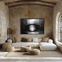 穏やかな海の神秘的な橋 – モノクロ ポスター