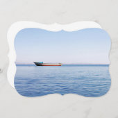 穏やかな海の魚釣りボート 招待状 (正面/裏面)