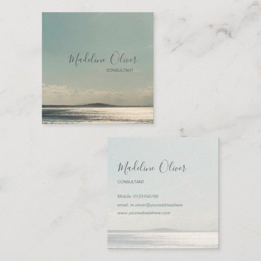 穏やかな海シートラベルモダンスタイリッシュプロフェッショナル スクエア名刺 (正面/裏面)