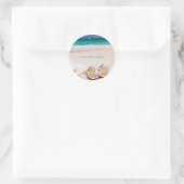 穏やかな海ビーチ：サマーサンハットとサンダル ラウンドシール (バッグ)