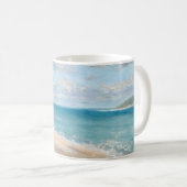 穏やかな海岸の朝 印象派のビーチアート コーヒーマグカップ (正面右)