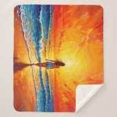 穏やかな海岸の歩く夕日の海鮮やかな芸術 シェルパブランケット (正面)