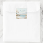 穏やかな海岸の水彩画 ありがとう スクエアシール (バッグ)