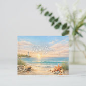 穏やかな海岸の灯台の新年 シーズンポストカード (スタンド正面)