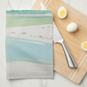 穏やかな海岸景色 キッチンタオル (四つ折り)