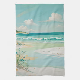 穏やかな海岸景色 キッチンタオル