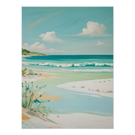 穏やかな海岸景色 ポスター (正面)
