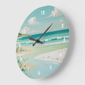 穏やかな海岸景色 ラージ壁時計 (傾斜)