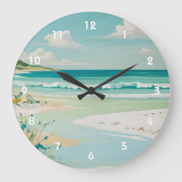 穏やかな海岸景色 ラージ壁時計