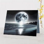穏やかな海岸越え超リアルムーンレイズ カード (黄色い花)