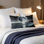 穏やかな海岸越え超リアルムーンレイズ ランバークッション