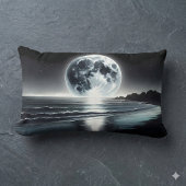 穏やかな海岸越え超リアルムーンレイズ ランバークッション