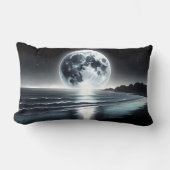 穏やかな海岸越え超リアルムーンレイズ ランバークッション (正面)