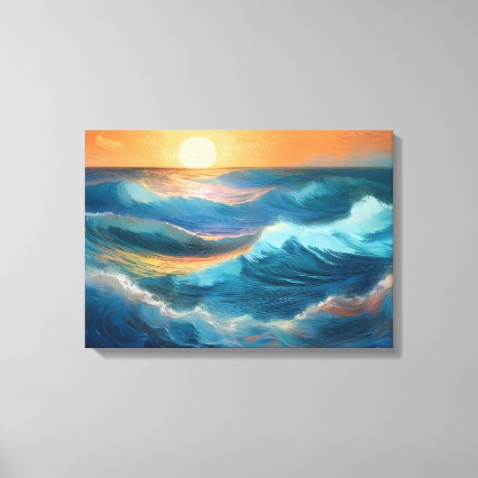 穏やかな海波アットサンライズ キャンバスプリント (正面)