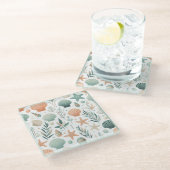 穏やかな海洋生物 ガラスコースター (アングル)