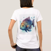 『穏やかな海芸術的面魚デザインレディースT志』 Tシャツ (裏面)