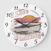 穏やかな海:私は愛する愛モーターボート ラージ壁時計 (正面)