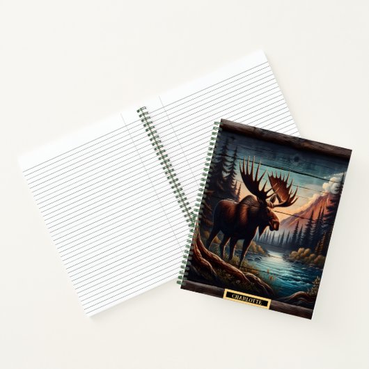 穏やかな渓流に流れるムース ノートブック (内部)