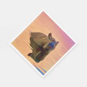 穏やかな湖から現れるかわいいカピバラ スタンダードランチョンナプキン (角)