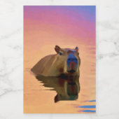 穏やかな湖から現れるカピバラかわいいアート フードラベル (シングルラベル)