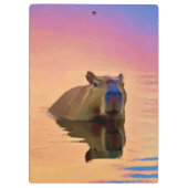 穏やかな湖から現れるカピバラ クリップボード (裏面)