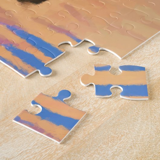 穏やかな湖から現れるカピバラ ジグソーパズル (側面)