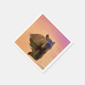 穏やかな湖から現れるカピバラ スタンダードカクテルナプキン (角)