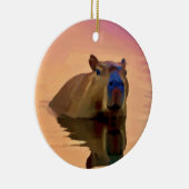 穏やかな湖から現れるカピバラ セラミックオーナメント (右)