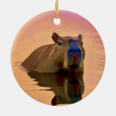 穏やかな湖から現れるカピバラ セラミックオーナメント (裏面)