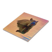 穏やかな湖から現れるカピバラ タイル (側面)