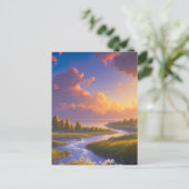 穏やかな湖と川が合流 ポストカード (スタンド正面)