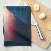 穏やかな湖に沈む美しい夕日 キッチンタオル (四つ折り)