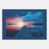 穏やかな湖に沈む美しい夕日 ラッピングペーパーシート (正面3)