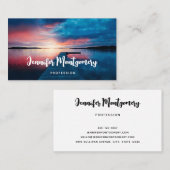 穏やかな湖に沈む美しい夕日 名刺 (正面/裏面)