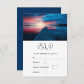 穏やかな湖に沈む美しい結婚夕日 出欠カード (正面/裏面)