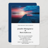 穏やかな湖に沈む美しい結婚夕日 招待状 (正面/裏面)