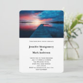 穏やかな湖に沈む美しい結婚夕日 招待状 (スタンド正面)