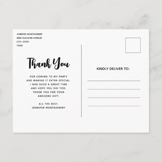 穏やかな湖に浮かぶ美しい夕日ありがとう ポストカード (裏面)