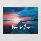 穏やかな湖に浮かぶ美しい夕日ありがとう ポストカード (正面)